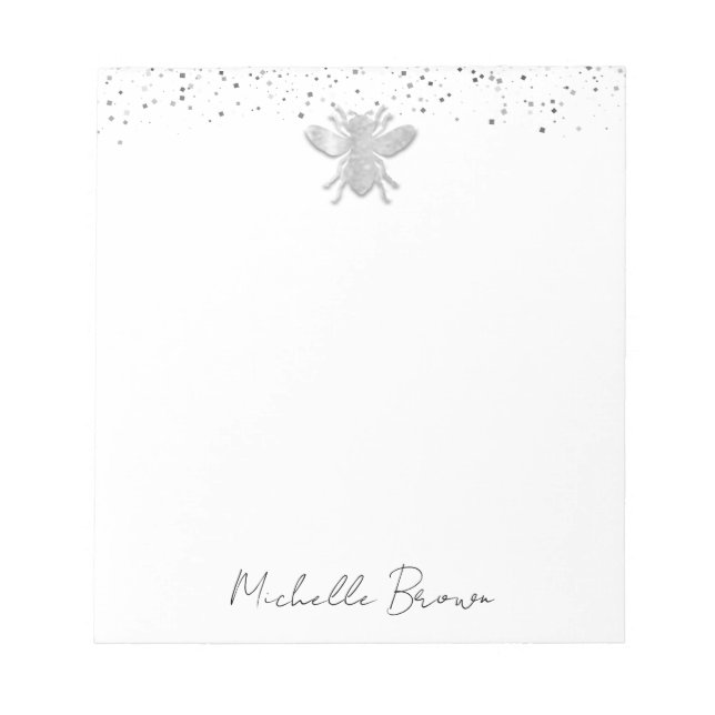 Personalised Silver Honey Bee Notepad (Front)