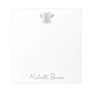 Personalised Silver Honey Bee Notepad