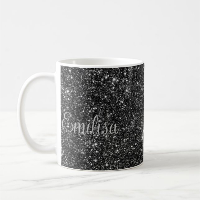 Personalised Silver Sparkly Name Ceramic Mug (Left)