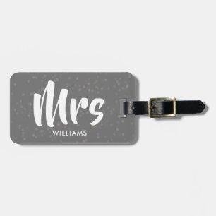 Personalised Silver Stardust Confetti Mrs Luggage Tag