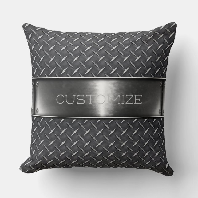 Personalised Silver Steel Throw Pillow (Front)