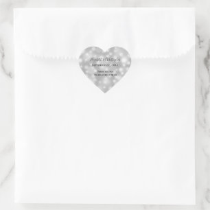 Personalised Silver White Grey Wedding Heart Sticker