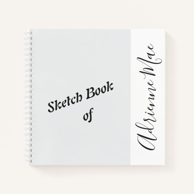 Personalised Silver White Sketch Book (Front)