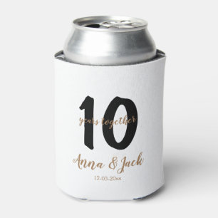 personalised simple 10 years anniversary name date can cooler