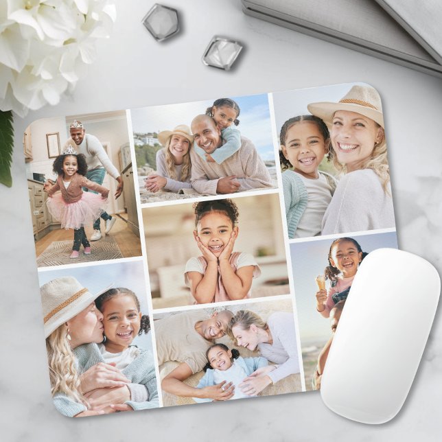 Personalised Simple 7 Photo Collage Mouse Pad (Personalized Simple 7 Photo Collage Mouse Pad)