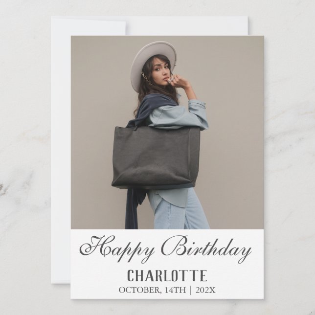 Personalised Simple Birthday Stylish Fun Photo Card (Front)