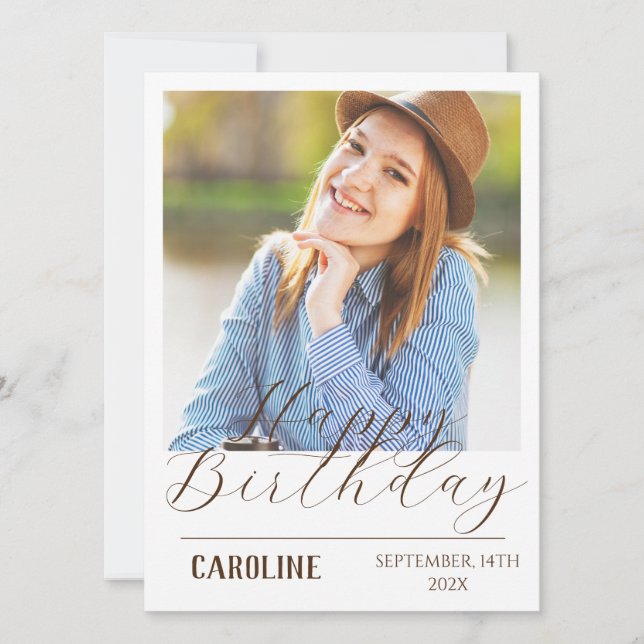 Personalised Simple Birthday Stylish Fun Photo Card (Front)