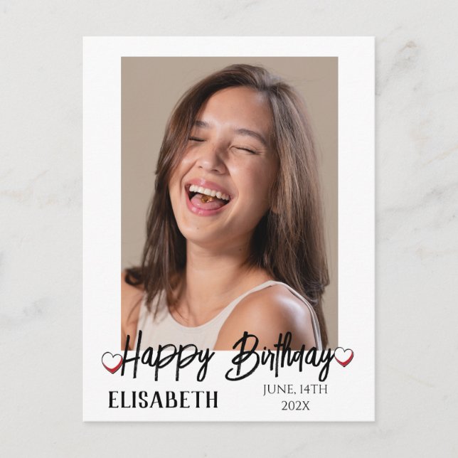 Personalised Simple Birthday Stylish Fun Photo Postcard (Front)