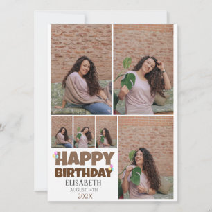 Personalised Simple Birthday Stylish Photo Collage Card