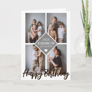 Personalised Simple Birthday Stylish Photo Collage Card