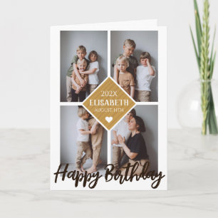 Personalised Simple Birthday Stylish Photo Collage Card