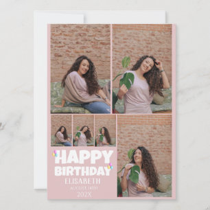 Personalised Simple Birthday Stylish Photo Collage Card