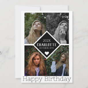 Personalised Simple Birthday Stylish Photo Collage Card