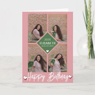 Personalised Simple Birthday Stylish Photo Collage Card