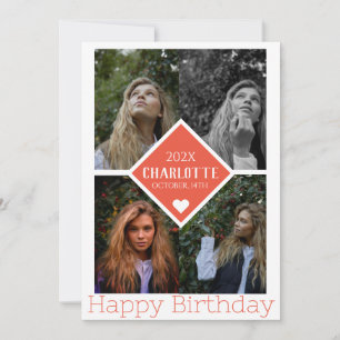 Personalised Simple Birthday Stylish Photo Collage Card
