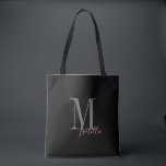 Personalised simple black pink name and monogram tote bag<br><div class="desc">Elegant Modern Personalised monogram and name tote bags in black and pink colour,   simple and stylish. great personalised bridal party gifts at wedding party,  bridal shower or bachelorette party. Customise the monogram or name with your choice of colour and font.</div>