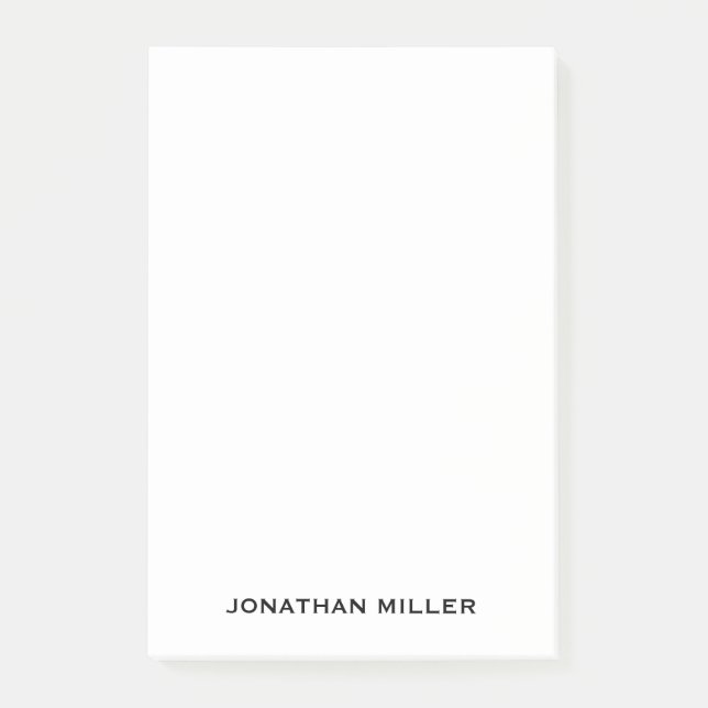 Personalised Simple Black White Typographic Name Post-it Notes (Front)
