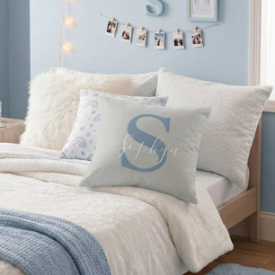 Personalised Simple Blue Monogram Cushion