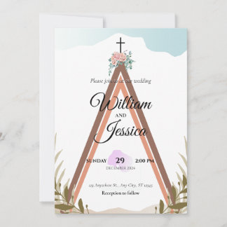Personalised Simple Boho Wedding Invitation 