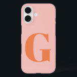 Personalised Simple Bold Monogram Pink and Orange  iPhone 16 Case<br><div class="desc">Personalised Simple Bold Monogram Pastel Pink and Orange Case-Mate iPhone Case</div>