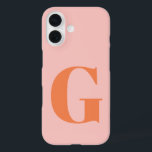 Personalised Simple Bold Monogram Pink and Orange  iPhone 16 Case<br><div class="desc">Personalised Simple Bold Monogram Pastel Pink and Orange Case-Mate iPhone Case</div>