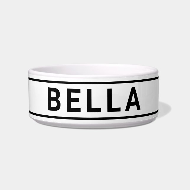 Personalised Simple Bold Name Template Pet Food Bowl (Front)