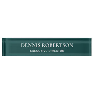 Personalised simple business teal nameplate