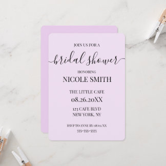 Personalised Simple Calligraphy Bridal Shower Invitation
