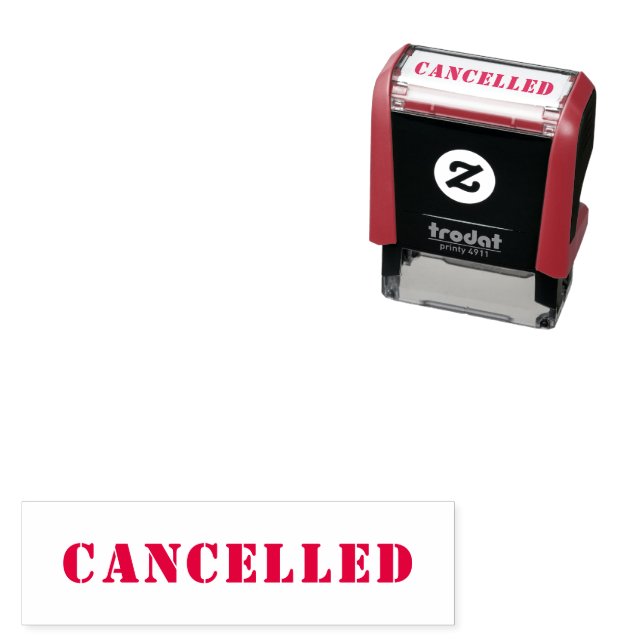 Personalised Simple CANCELLED Red Self-inking Stamp (In Situ)