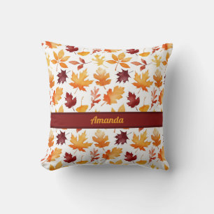 Personalised Simple Colourful Autumn Leaves Cushion
