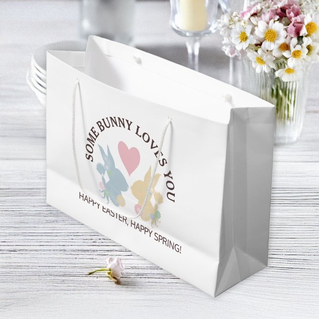 Personalised Simple Colourful Pastel Easter Bunny Large Gift Bag (Creator Uploaded)