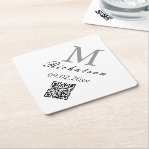 Personalised simple custom Diamond QR cord Paper Coaster