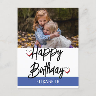 Personalised Simple Custom  Family Photo Birthday Postcard