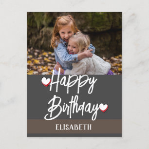 Personalised Simple Custom Family Photo Birthday Postcard
