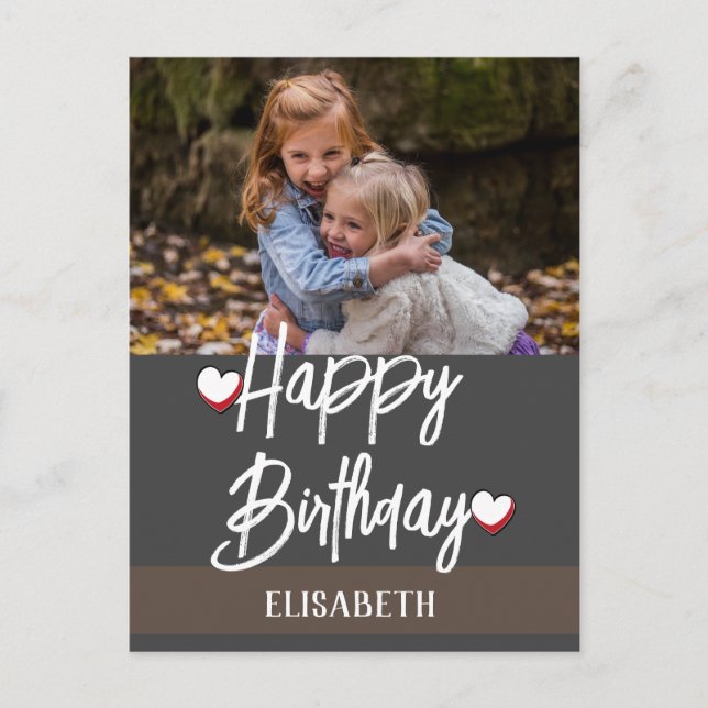 Personalised Simple Custom  Family Photo Birthday Postcard (Front)