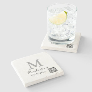 Personalised simple custom Marble QR cord Stone Coaster