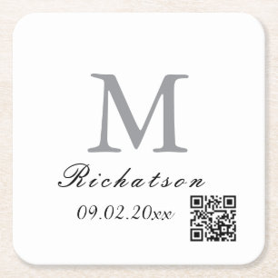Personalised simple custom Square QR cord office Paper Coaster