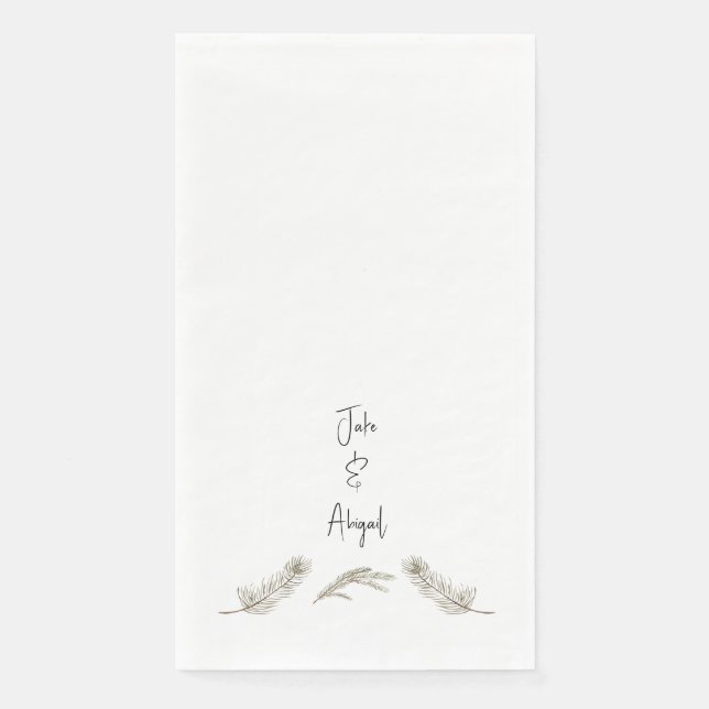 Personalised Simple Custom Watercolor Pine Bough Napkin (Front)