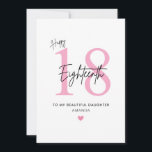 Personalised Simple Daughter 18th Birthday Card<br><div class="desc">Personalised Simple Pink 18th Birthday Card for Daughter: Celebrate your daughter’s milestone in the sweetest way with this simple pink 18th birthday card. The design features a soft pink number “18”, elegant script text, and a small heart accent — creating a timeless, feminine look that perfectly expresses love and pride....</div>