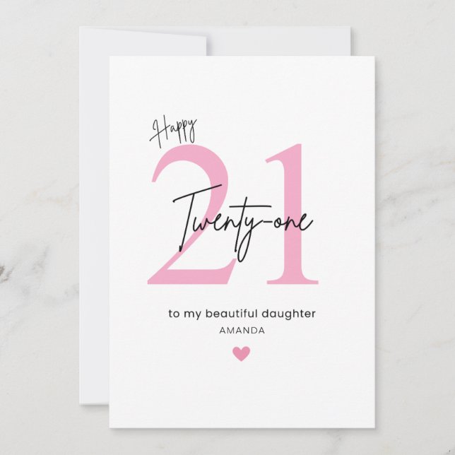 Personalised Simple Daughter 21st Birthday Card (Front)