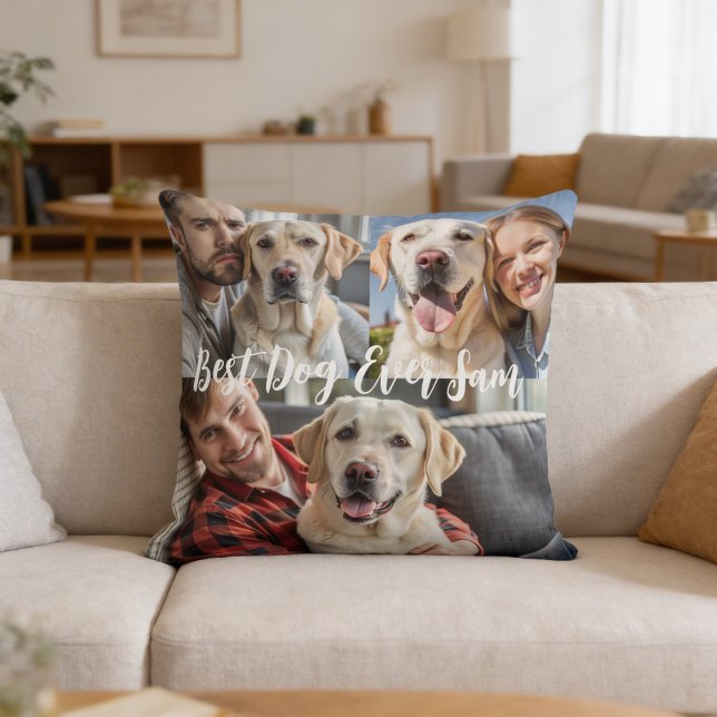 Personalised simple dog Photo collage keepsake Cushion (Creator Uploaded)