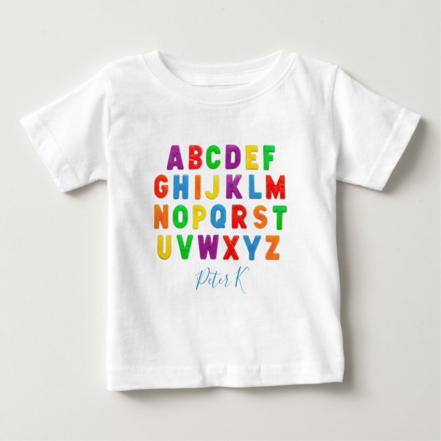 personalised simple early learning ABC Baby T-Shirt (Front)