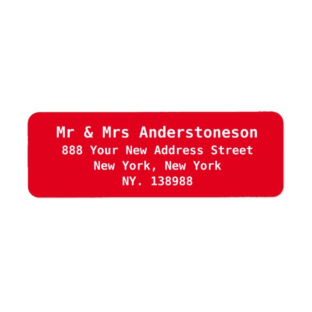Personalised Simple Elegant Red Return Address Label (Front)