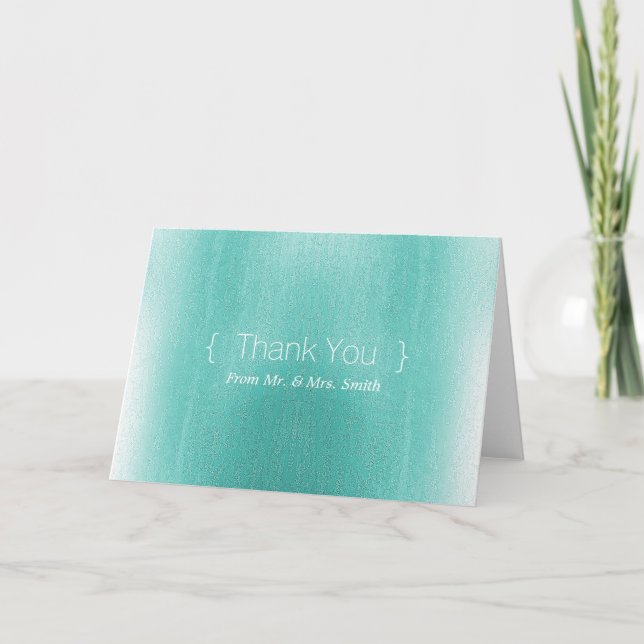 Personalised simple Elegant Thank You Green Blur (Front)
