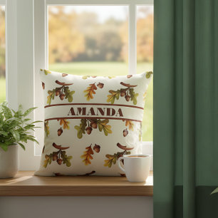Personalised Simple Farmhouse Fall Leaves Cushion