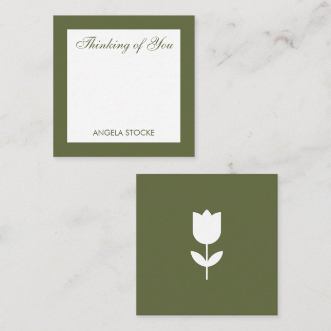 Personalised Simple Green Flower Enclosure Card (Front/Back)