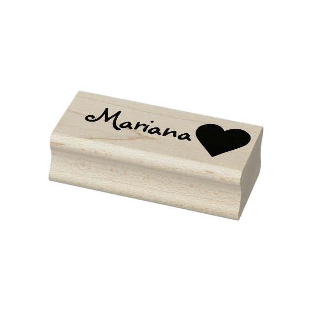 Personalised Simple Heart Symbol Custom Name Text  Rubber Stamp (Stamp)