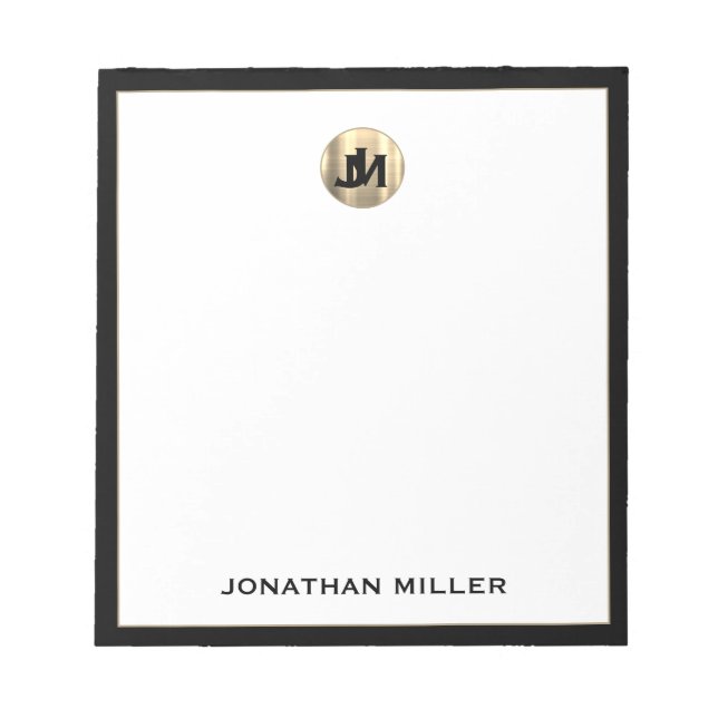 Personalised Simple Luxury Monogram Notepad (Front)