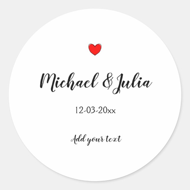 personalised simple minimal add your name year hea classic round sticker (Front)