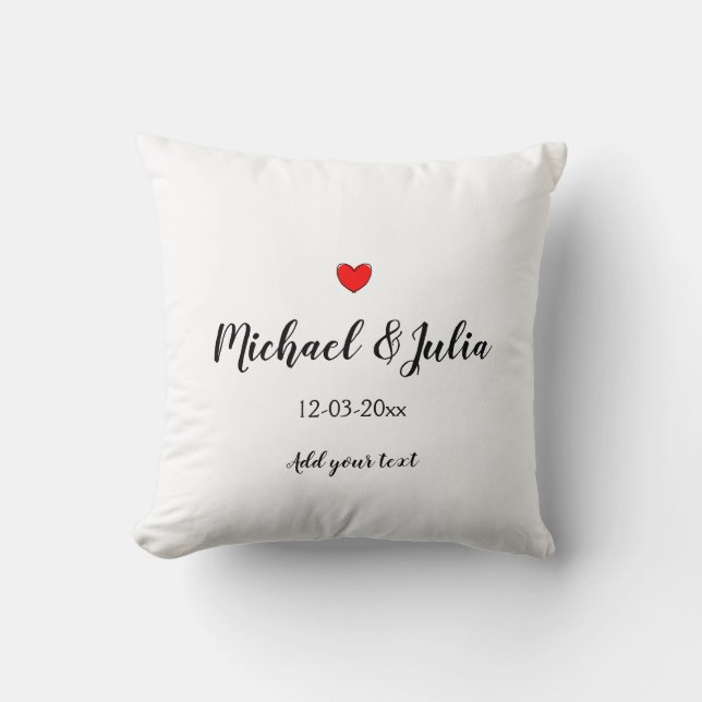 personalised simple minimal add your name year hea cushion (Front)